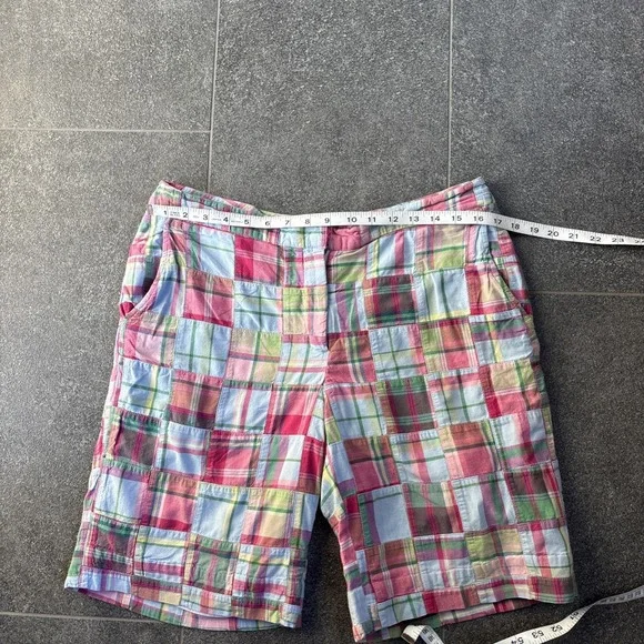 Brooks Brothers 346 Madras Patchwork Lightweight Shorts Women 12 Plaid Preppy - Picture 8 of 12